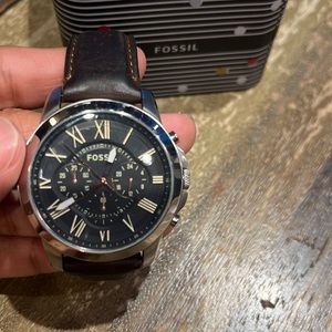 Fossil leather strap watch
